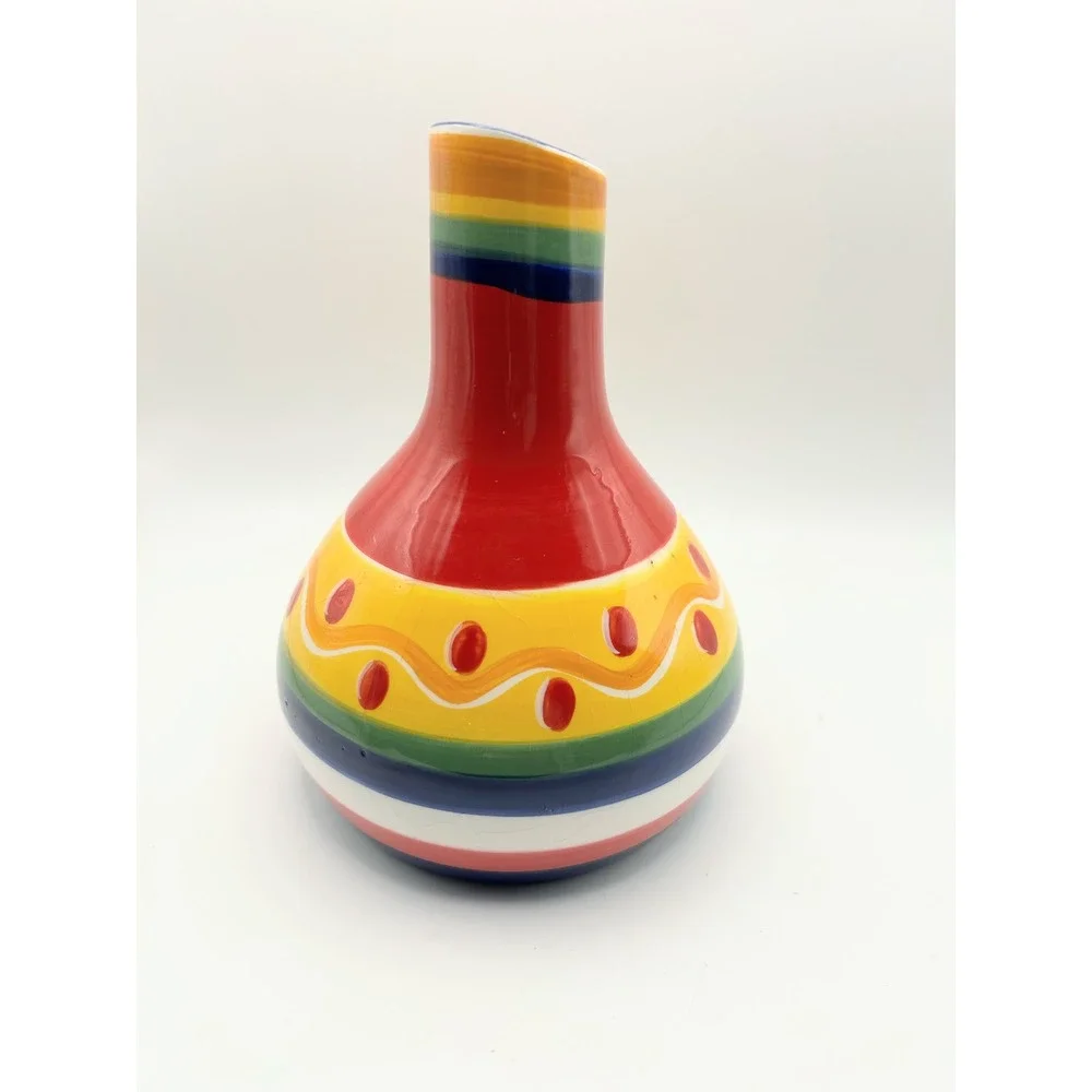 Target Summer Fiesta 2003 Ceramic Vase Multi Color Striped Festive Decor 7